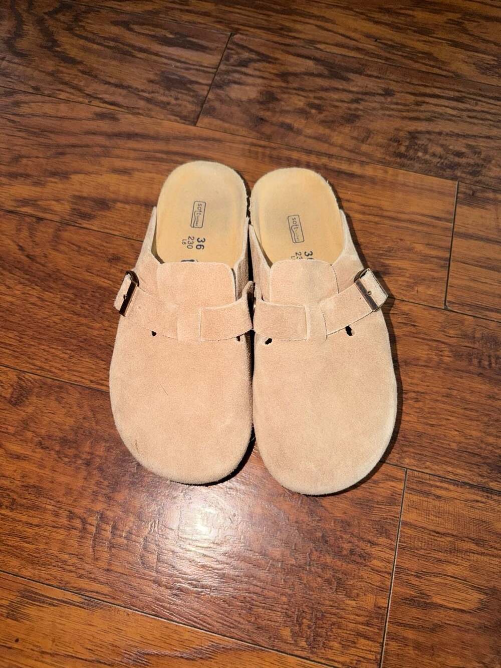 Birkenstock Boston Soft Footbed Suede Leather Clogs Sandcastle Size 36